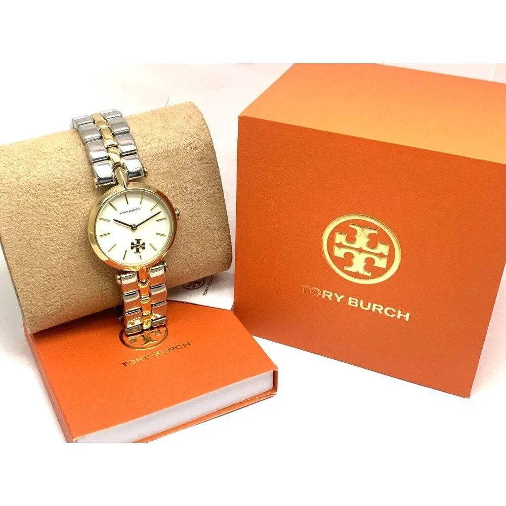 Tory Burch Women's Watch TBW2044 Kira Quartz Cream Dial Two Tone Steel 30mm